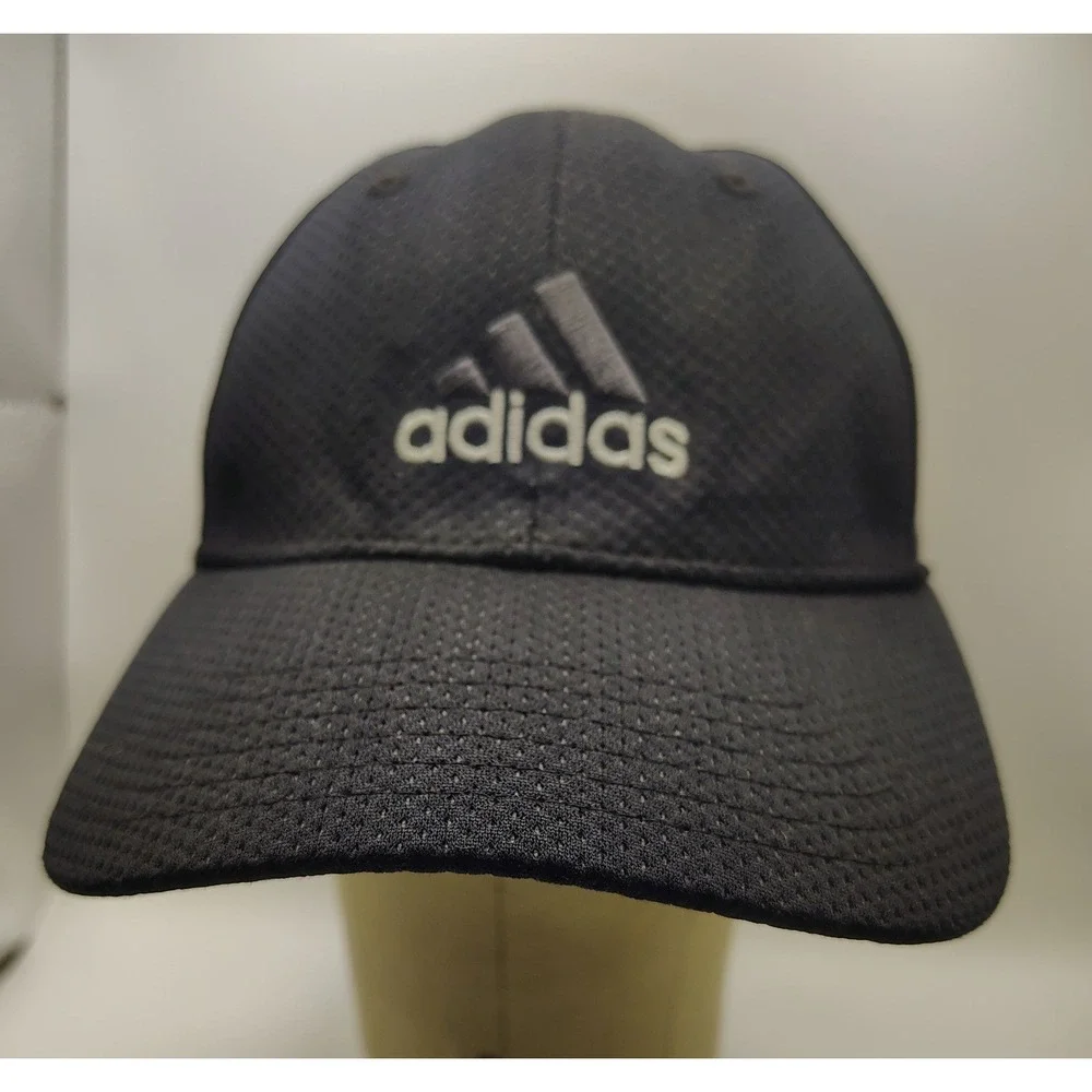 Adidas Black Baseball Cap‎ Flex Fit Logo Performance Sportswear Golf Hat